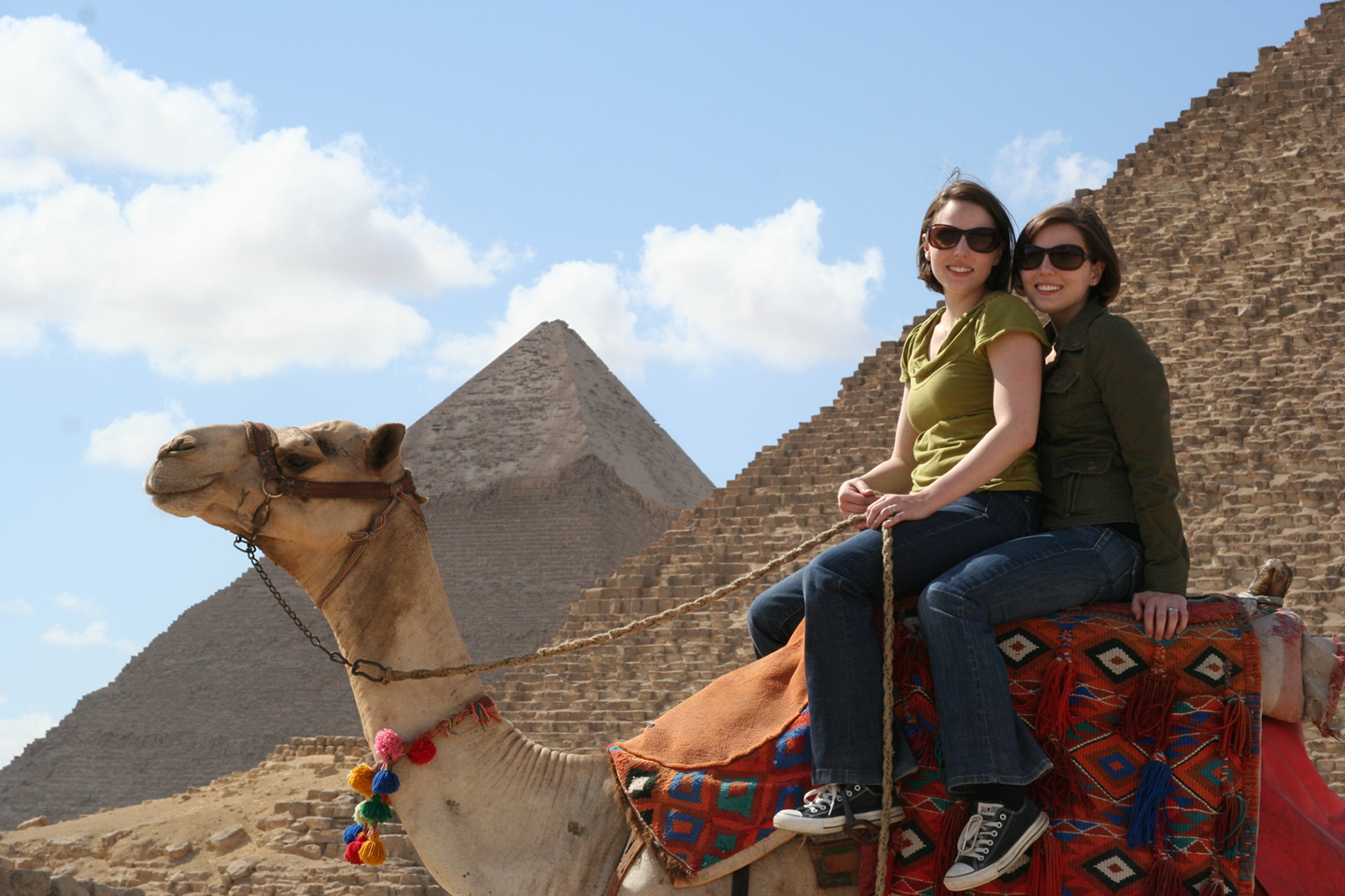 twins on a camel - closeup